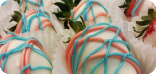 Chocolate Covered Strawberry with Pink & Blue Drizzle