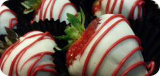 White Chocolate Covered Strawberry with Red Drizzle