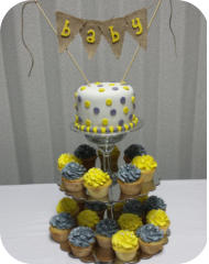 Baby Shower Cake  with Matching Cupcakes