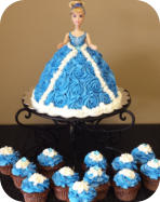 Barbie Doll Cake with Matching Cupcakes
