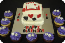 Playing Cards Cake with Dice Cupcakes